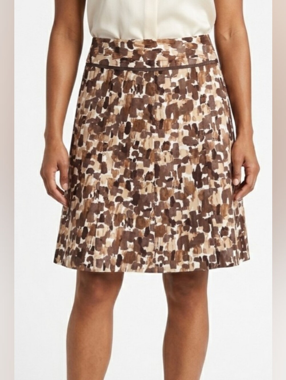 Ann Taylor Brown Abstract‎ Print A-Line Skirt Size 6